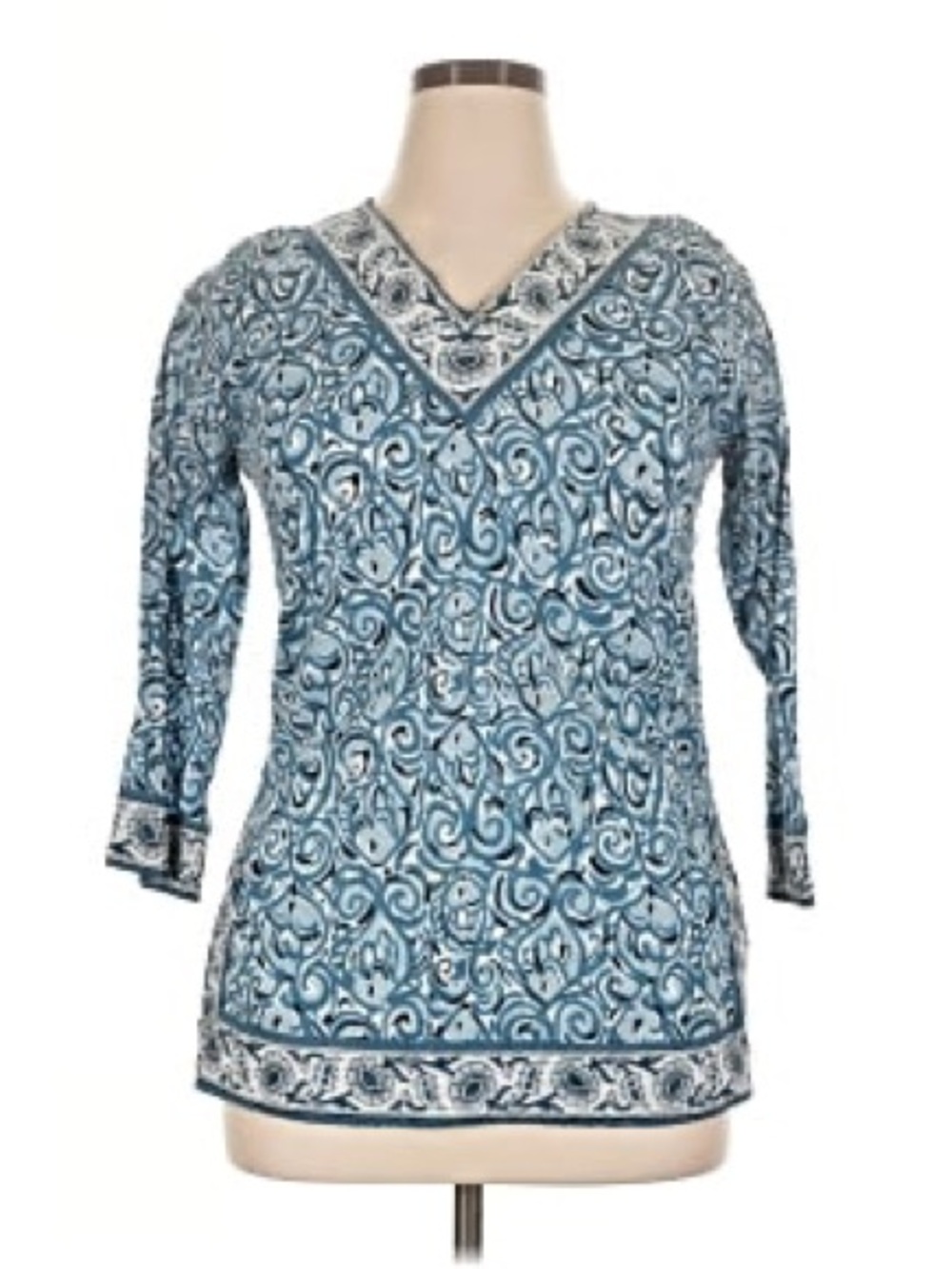 Sakkas Felicia 3/4 Sleeve V-Neck Land and Sea Tunic